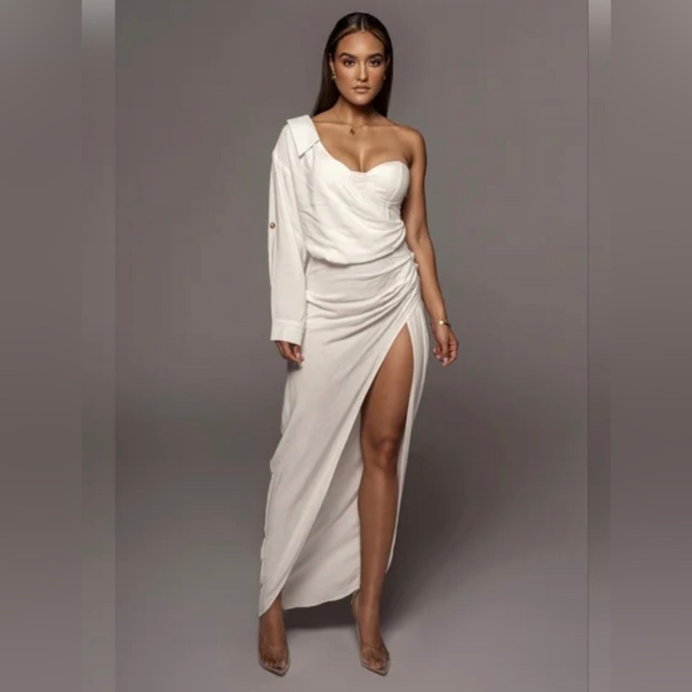 JLux Label Tan/ Cream *Evita Linen* Dress Size S